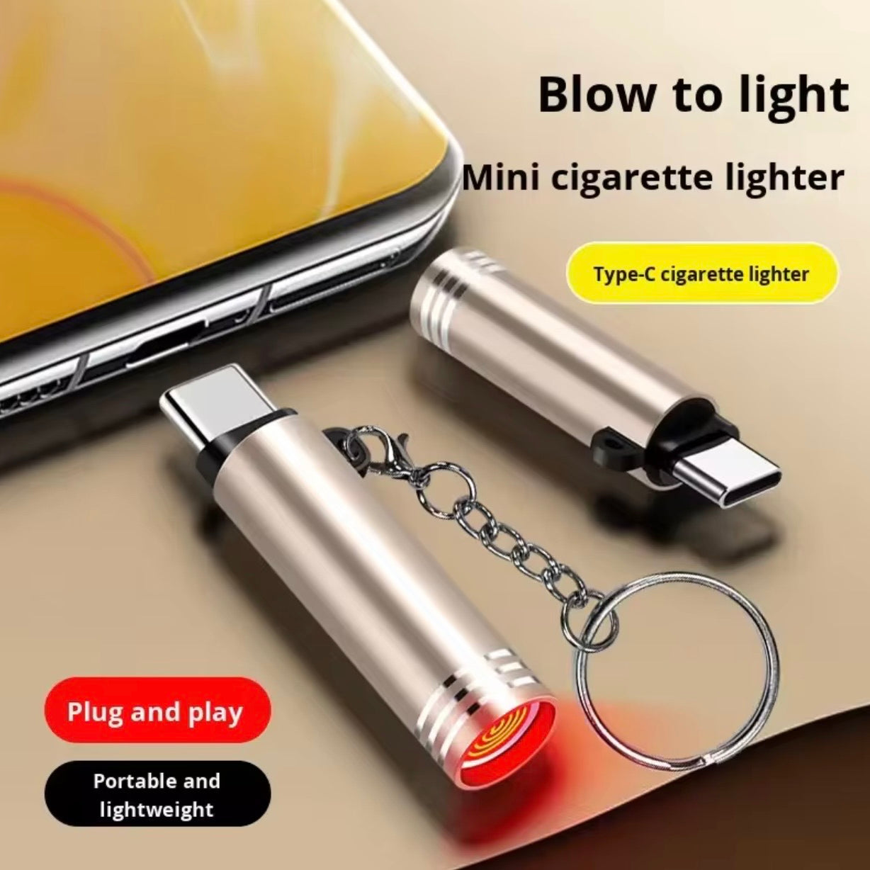 💻 Type-C Mini Cigarette Lighter – প্লাগ অ্যান্ড প্লে পোর্টেবল লাইটার!